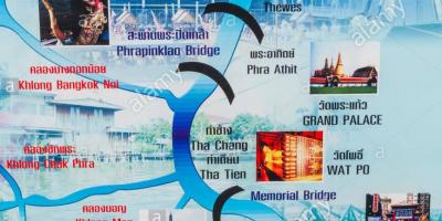 Kaart van de rivier de chao phraya-rivier in bangkok