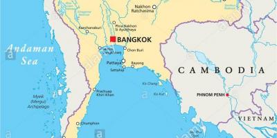 Bangkok op een kaart van de wereld