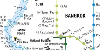 Kaart van bangkok metro-en skytrain -
