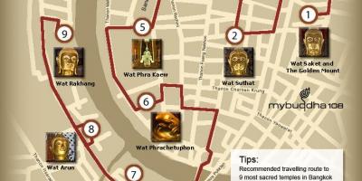 Kaart van bangkok tempel tour