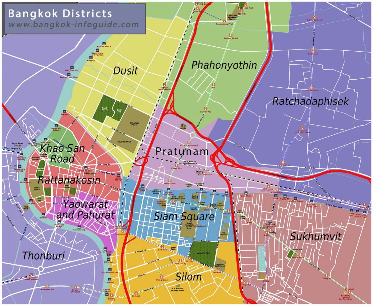 kaart van bangkok en omliggende gebieden