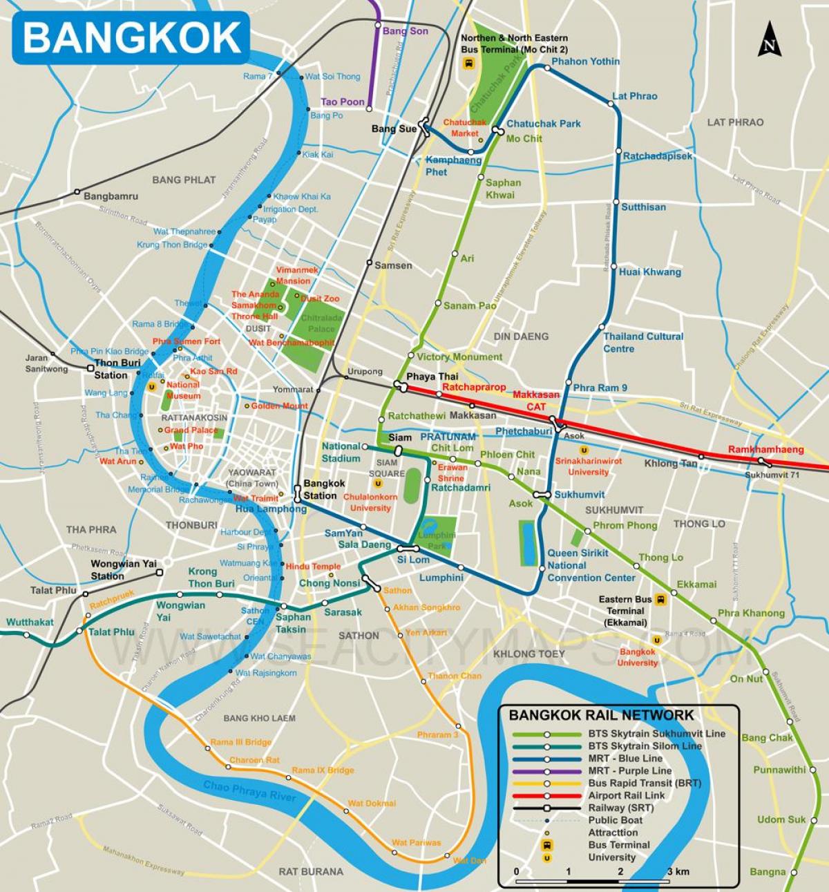 kaart van bangkok centrum van de stad