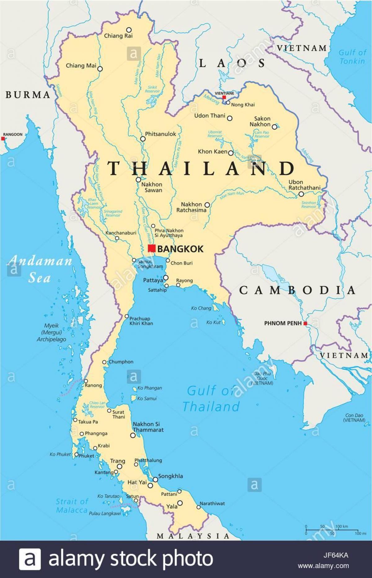 bangkok op een kaart van de wereld