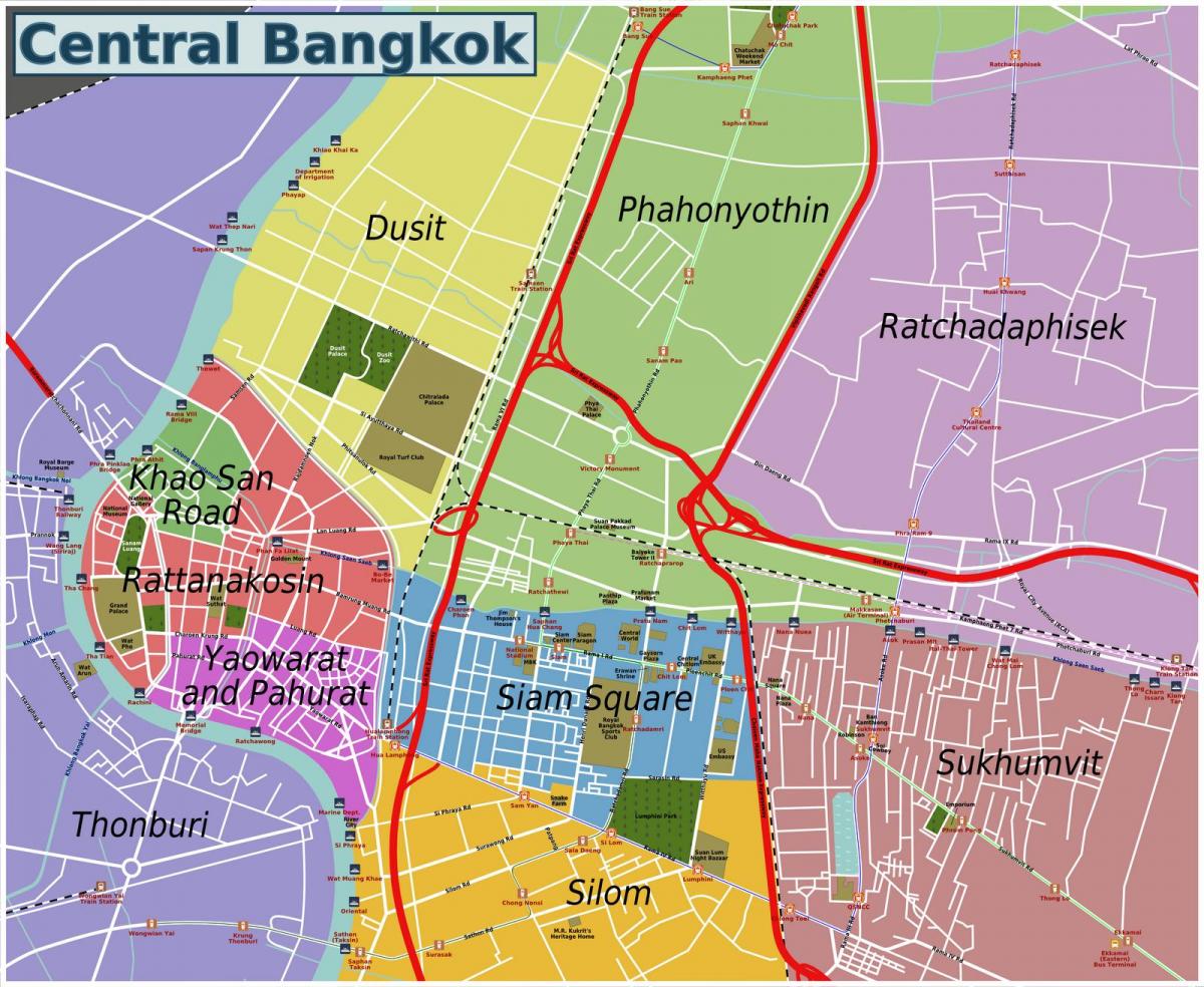gebieden van bangkok kaart