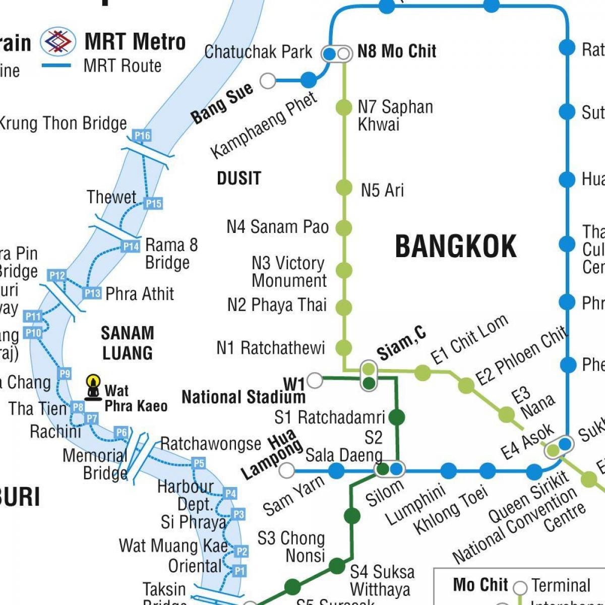 kaart van bangkok metro-en skytrain -