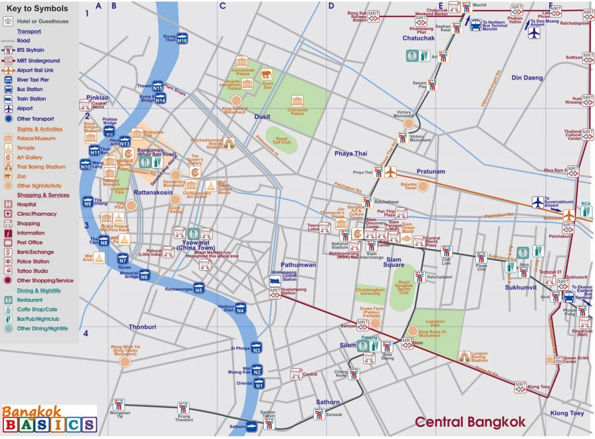 kaart van centraal-bangkok